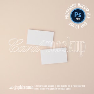 Business Card Mockup, 3.5x2 inch Card Mockup, Smart Object, Minimal Styled Stock, Blank Business Card Template, Logo Mockup Peach Background