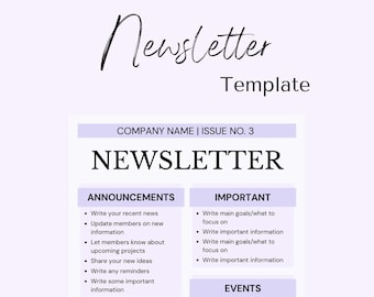 Newsletter Template Small Business Editable Canva Monthly Newsleetter Template