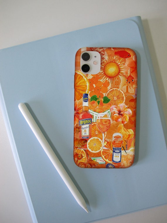 Orange Fruit Phone Case Summer Collage Goldfish Phone Case for IPhone 15 14 13 12 11 Pro Max
