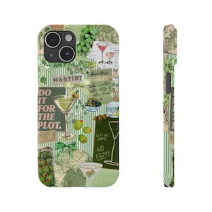 Dirty Martini Phone Case Cute Girly Cocktail Collage Phone Case | Trendy Retro Martini Print Phone Case
