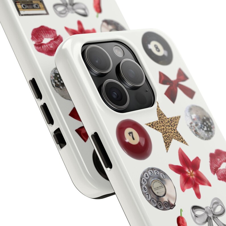 Trendy Cheetah Phone Case Lily 8 Ball Red Phone Case Disco Ball Cute Collage Phone Case for iPhone 15 14 13 12 11 Pro Max image 2