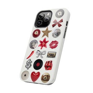 Trendy Cheetah Phone Case Lily 8 Ball Red Phone Case Disco Ball Cute Collage Phone Case for iPhone 15 14 13 12 11 Pro Max image 5
