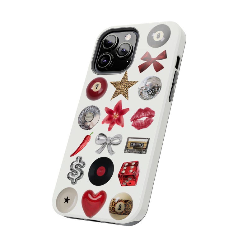 Trendy Cheetah Phone Case Lily 8 Ball Red Phone Case Disco Ball Cute Collage Phone Case for iPhone 15 14 13 12 11 Pro Max image 5