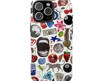 Trendy Cool Girl Phone Case Lily Cherry Collage Phone Case Cheetah Disco Ball Phone Case for iPhone 16 15 14 13 12 11 Pro Max
