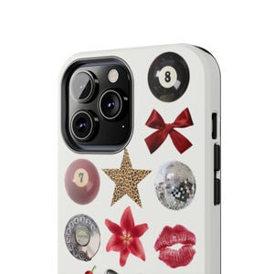 Trendy Cheetah Phone Case Lily 8 Ball Red Phone Case Disco Ball Cute Collage Phone Case for iPhone 15 14 13 12 11 Pro Max image 6