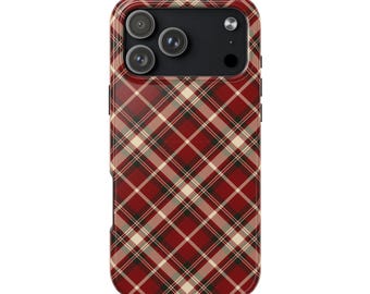 Rot karierte Tartan Handyhülle, Trendy Weihnacht Handyhülle, Karomuster Handyhülle für iPhone 17 16 15 14 13 12 11 Pro Max