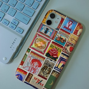 Vintage Matches Collage Phone Case Retro Aesthetic Matchbox Print Phone Case for IPhone 15 14 13 12 11 Pro Max Case
