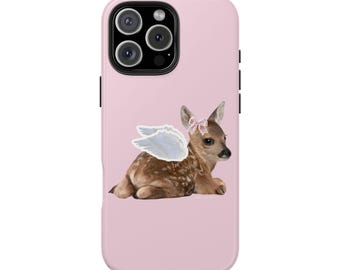 Coquette Angel Deer Phone Case Cute Pink Fawn Phone Case for iPhone 16 15 14 13 12 11 Pro Max