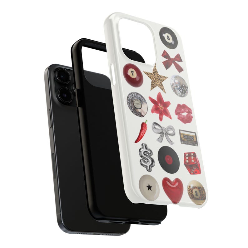 Trendy Cheetah Phone Case Lily 8 Ball Red Phone Case Disco Ball Cute Collage Phone Case for iPhone 15 14 13 12 11 Pro Max image 4