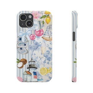 Coconut Girl Phone Case Coastal Summer Collage Phone Case | Blue Beach Phone Case for IPhone 15 14 13 12 11 Pro Max