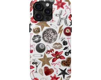 Trendy Cheetah Print Phone Case Star Lily Phone Case Cute Disco Ball Phone Case for iPhone 15 14 13 12 11 Pro Max Samsung
