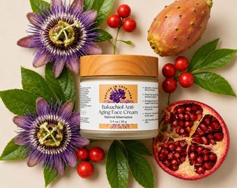 Bakuchiol Anti-Aging Face Cream: Retinol Alternative Moisturizer with Hibiscus, Prickly Pear & Pomegranate