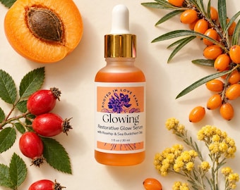 Organic Glowing Face Serum: Sea Buckthorn & Rosehip, Anti-Aging, Deep Hydration