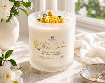Golden Gardenia Candle | Clean, Soft White Floral Scent | Luxury Home Fragrance