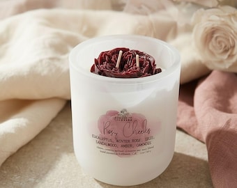 Burgundy Rose Candle: Sandalwood Amber Scented Luxury Coco Soy Wax Blend