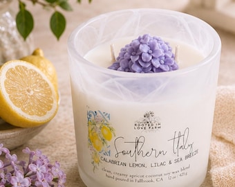 Lemon Lilac Sea Breeze Candle | Coastal Southern Italy Calm | Luxury Apricot Coconut Wax