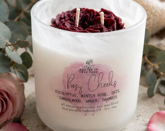 Gratitude Rose Candle: Floral, Eucalyptus, Sandalwood Scented Luxury Coco Wax Blend