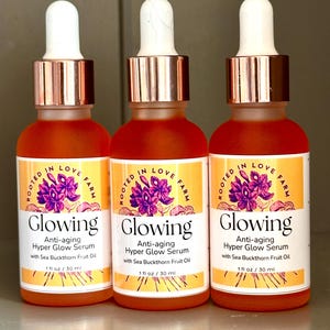 Anti-aging hyper glow serum named Glowing with Sea Buckthorn Fruit Oil