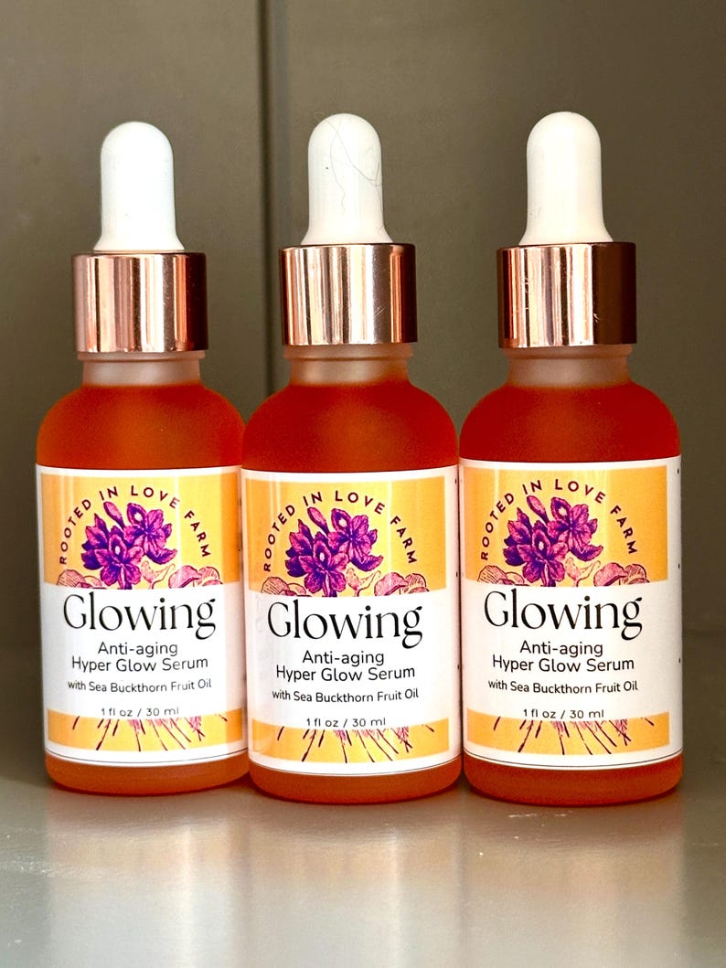 Anti-aging hyper glow serum named Glowing with Sea Buckthorn Fruit Oil