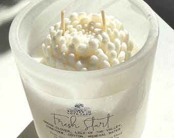 Fresh Start Candle: Green Clover, Cotton & Mineral Water Scent