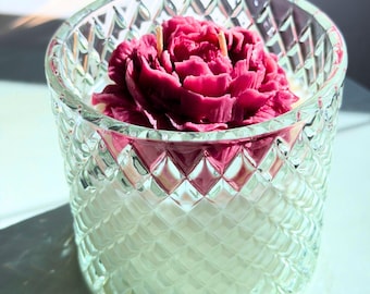 Pink Peony Luxury Candle, Soft Floral Nectarine, Elegant Gift Candle