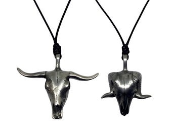 Longhorn stierenschedel hanger ketting: westerncowboy sieraden