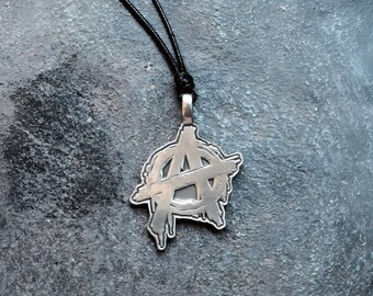 Anarchy Symbol Necklace | 925 Sterling Silver | Punk Rock Jewelry