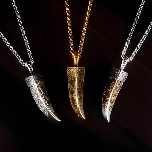 Viking Wolf Fang Pendant: Sterling Silver Norse Amulet