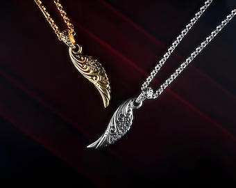 Wing Pendant Necklace: Gothic Angel Charm Jewelry