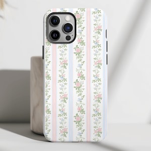 Coquette iPhone Case: Vintage Floral Bows, Girlie Preppy Design