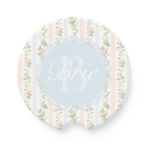 Personalized Coquette Car Coaster: Vintage Roses Soapstone, Class of 2025 Gift
