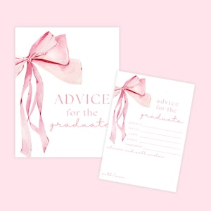 Direct downloaden Coquette Bow Advies voor afgestudeerde feestbedankjes Aquarel afstuderen klas 2025 roze loveshack fancy college high school