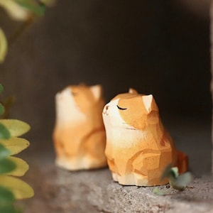 Hand Crafted Wooden Yellow Cat