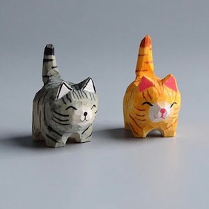 Hand Crafted Wooden Tabby Cat (sold individually)