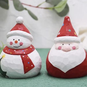 Hand Crafted Wooden Santa & Snowman (sold individually)