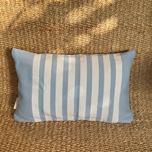 13x19.6" Lumbar Pillow Cover, Rectangular Throw Pillowcase, Baby Blue and White Striped Cushion Cover, Bed Accent Pillow, Housewarming Gift