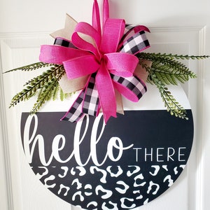 Front Door Hanger, Hello There Door Decor, Welcome Sign for Front Door, Front Door Wreath, Spring Porch Decor, Porch Sign, Gift, Wood Sign
