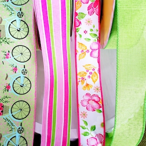 Spring Summer Wired Ribbon, Premium Ribbon Bundles, Wreath Ribbon Kits, Wired Ribbon Sets, Ribbon Supplies, Multiple Ribbon Varieties