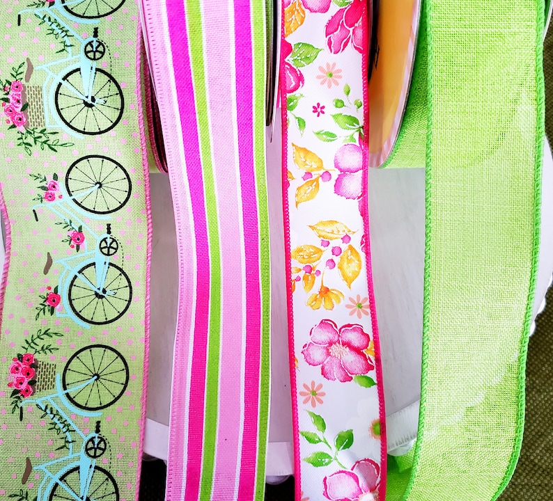 Spring Summer Wired Ribbon, Premium Ribbon Bundles, Wreath Ribbon Kits ...