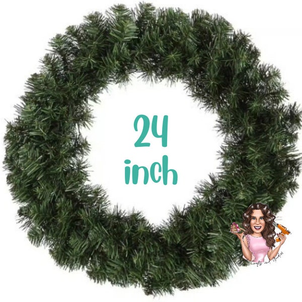 24 inch Evergreen Pine Wreath Base, Wreath Supplies, Work Form, Year Round, Wreathmaking, Centerpiece, Swag, Oval Base, DIY Floral Supplies