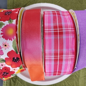 Cinta con alambre para primavera y verano, paquetes de cintas de primera calidad, kits de cintas para coronas, juegos de cintas con alambre, suministros de cintas, múltiples variedades de cintas