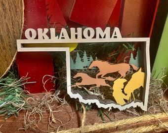 Oklahoma ornamento caballos ornamento Oklahoma caballos árboles niña y caballo ornamento caballos regalo Oklahoma árbol de Navidad ornamento regalo