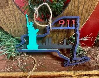 Adorno de Nueva York Adorno de la Estatua de la Libertad Regalo de Navidad del Skyline de Nueva York Regalo de la Estatua de la Libertad 9-11 Regalo de recuerdo de Nueva York