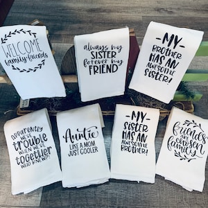 Sister Brother Tea Towel Funny Saying Family Friends To Brother To Sister Auntie Gift Sister Friend Towel Awesome Saying Kitchen Towel Gift