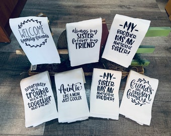 Sister Brother Tea Towel Funny Saying Family Friends To Brother To Sister Auntie Gift Sister Friend Towel Awesome Saying Kitchen Towel Gift