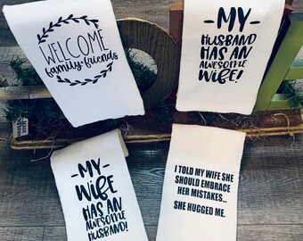 Paño de cocina divertido para esposa, mamá, esposo, toallas, regalo, Sr. y Sra., paño de cocina, esposo jubilado, esposa, saco de harina, toalla de cocina, familia, amigos, regalo divertido