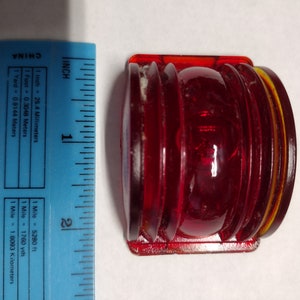 1940&#39;s Vintage RED Glass Tail Lights Lens Cover Automotive Auto Lamp #541 (SEMA/APP)