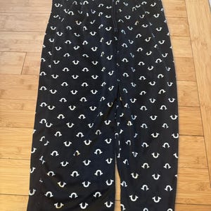 True Religion Loungewear Pants Men Size M Black Fleece Pajama Bottoms image 1