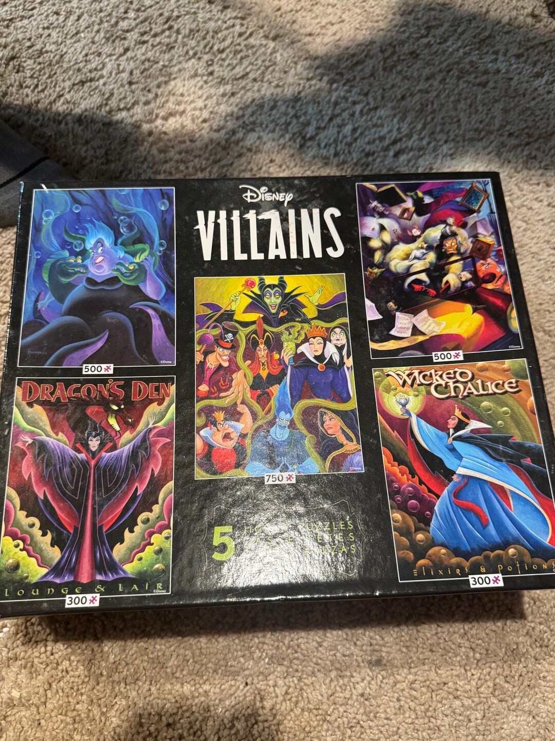 Disney Villains 5 Jigsaw Puzzle Box Set Cruella Maleficent