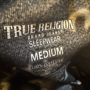 True Religion Loungewear Pants Men Size M Black Fleece Pajama Bottoms image 5
